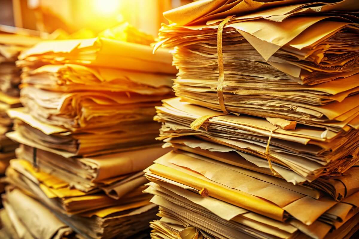 stacks of folders containing sensitive documents