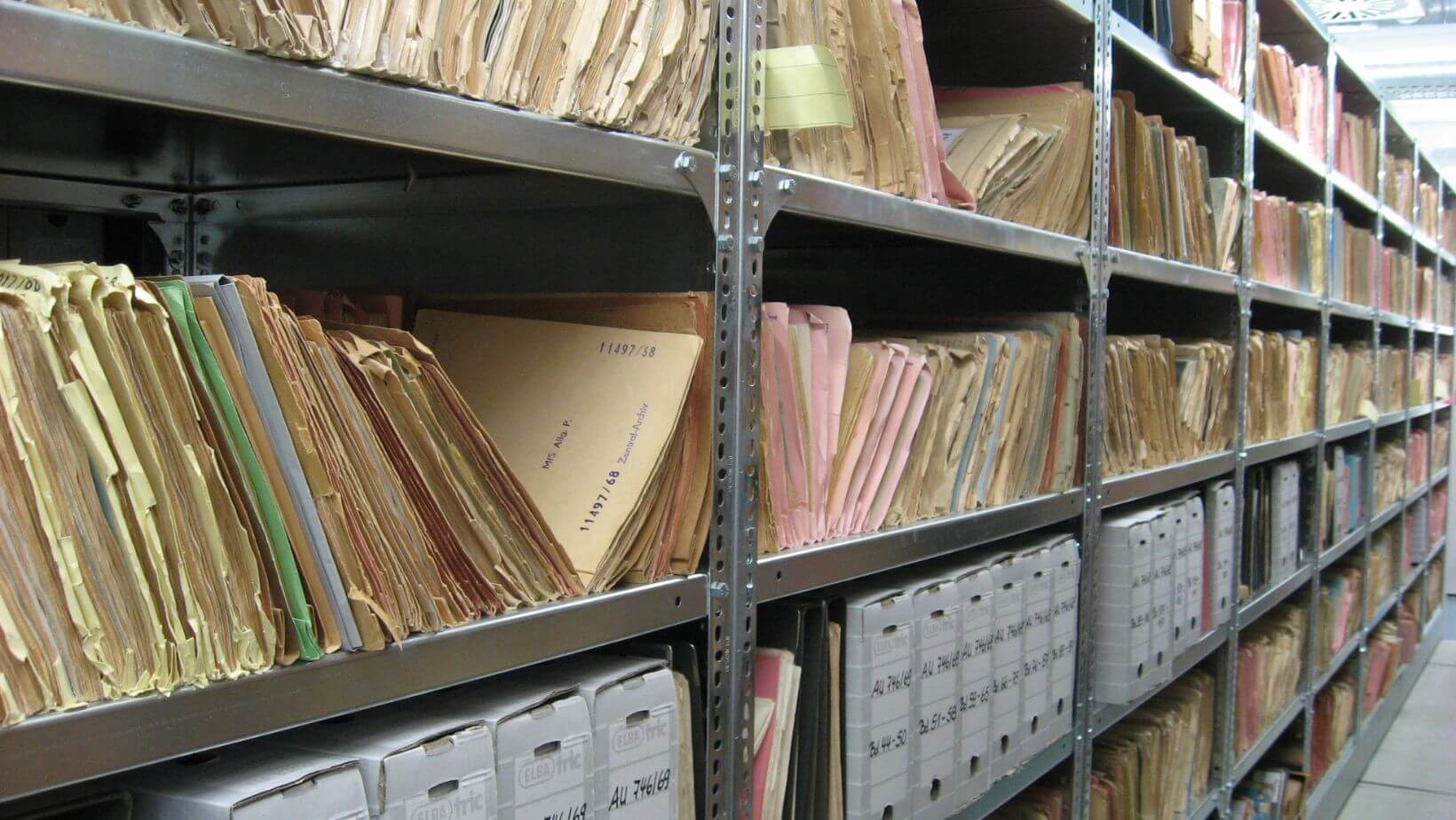 document shredding services files are on the shelves